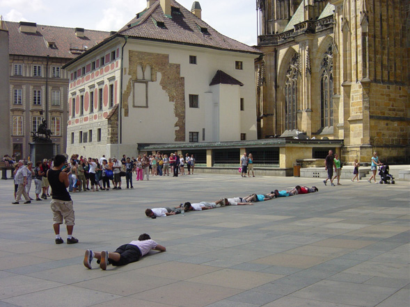 crazy people in prague flash mob